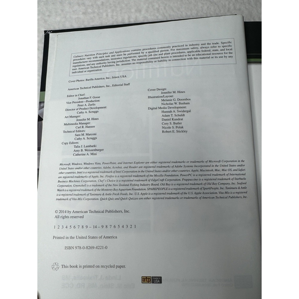 Culinary Nutrition Principles and Applications - Hardcover - EUC - Picture 7 of 8